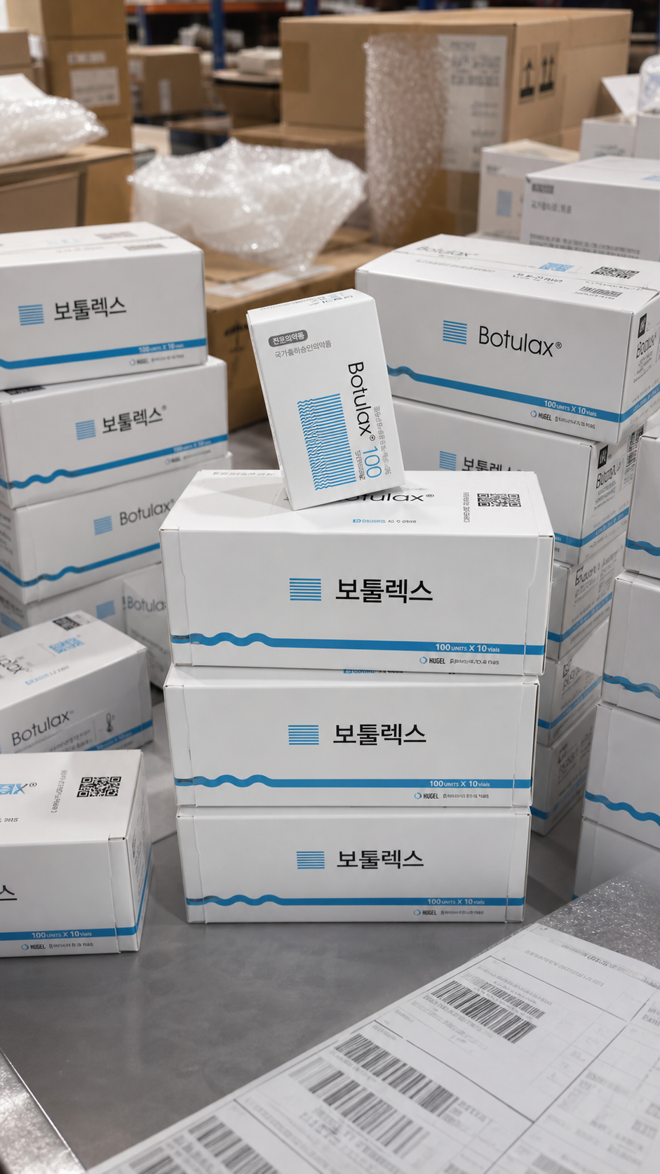 Multiple white anti-wrinkle product boxes in carton